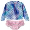 LIBREDGE Toddler Girls' Swim Rashguard 3t Swimsuit Bathing Suit Set Summer Kids Swimwear Mermaid/Scales,Blue/Pink 3T view 1