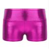 dPois Kids Girls Shiny Metallic Shorts High Waist Yoga Dance Booty Shorts Biketards Bike Dancewear Rose 4 Years view 1