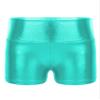 dPois Kids Girls Shiny Metallic Shorts High Waist Yoga Dance Booty Shorts Biketards Bike Dancewear Blue Green 6 Years view 1