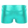 dPois Kids Girls Shiny Metallic Shorts High Waist Yoga Dance Booty Shorts Biketards Bike Dancewear Blue Green 6 Years view 2