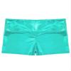 dPois Kids Girls Shiny Metallic Shorts High Waist Yoga Dance Booty Shorts Biketards Bike Dancewear Blue Green 6 Years view 3