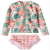 LIBREDGE Toddler Girls' Swim Rashguard 3t Swimsuit Bathing Suit Set Summer Kids Swimwear Rainforest/Palm Leaves,Light Green 3T view 1