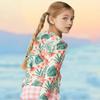 LIBREDGE Toddler Girls' Swim Rashguard 3t Swimsuit Bathing Suit Set Summer Kids Swimwear Rainforest/Palm Leaves,Light Green 3T view 3