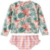 LIBREDGE Toddler Girls' Swim Rashguard 3t Swimsuit Bathing Suit Set Summer Kids Swimwear Rainforest/Palm Leaves,Light Green 3T view 4