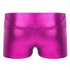 dPois Kids Girls Shiny Metallic Shorts High Waist Yoga Dance Booty Shorts Biketards Bike Dancewear Rose 6 Years view 2