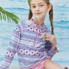 LIBREDGE Toddler Girls Swimsuit 2 Pieces Long Sleeve Rash Guard Set 5t Bathing Suit Summer Kids Swimwear Bohemian Totem/Pink 5T view 2