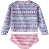 LIBREDGE Toddler Girls Swimsuit 2 Pieces Long Sleeve Rash Guard Set 5t Bathing Suit Summer Kids Swimwear Bohemian Totem/Pink 5T view 4