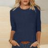 3/4 Sleeve T Shirts for Women Loose Fit Landscape Pattern Print Tops Three Quarter Sleeve Round Neck Blouses Pullover view 2