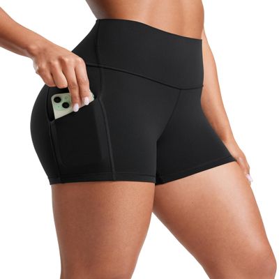 CRZ YOGA Womens Butterluxe Biker Shorts with Pockets 3 Inches - High Waisted Volleyball Workout Athletic Yoga Black X-Small