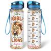 Hyturtle Personalized Lion Lovers 32 Oz 1Liter Motivational Water Bottle With Time Marker, Just A Girl Who Loves Lions, Animal Lovers Gifts For Women, Girl On Birthday, Christmas view 1