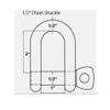 1/2" D Shackle Stainless Steel D Paracord Rigging Marine - 1 Pc view 3
