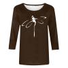 3/4 Sleeve T Shirts for Women Loose Fit Landscape Pattern Print Tops Three Quarter Sleeve Round Neck Blouses Pullover view 3
