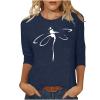 3/4 Sleeve T Shirts for Women Loose Fit Landscape Pattern Print Tops Three Quarter Sleeve Round Neck Blouses Pullover view 1