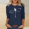 3/4 Sleeve T Shirts for Women Loose Fit Landscape Pattern Print Tops Three Quarter Sleeve Round Neck Blouses Pullover view 2