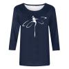 3/4 Sleeve T Shirts for Women Loose Fit Landscape Pattern Print Tops Three Quarter Sleeve Round Neck Blouses Pullover view 3