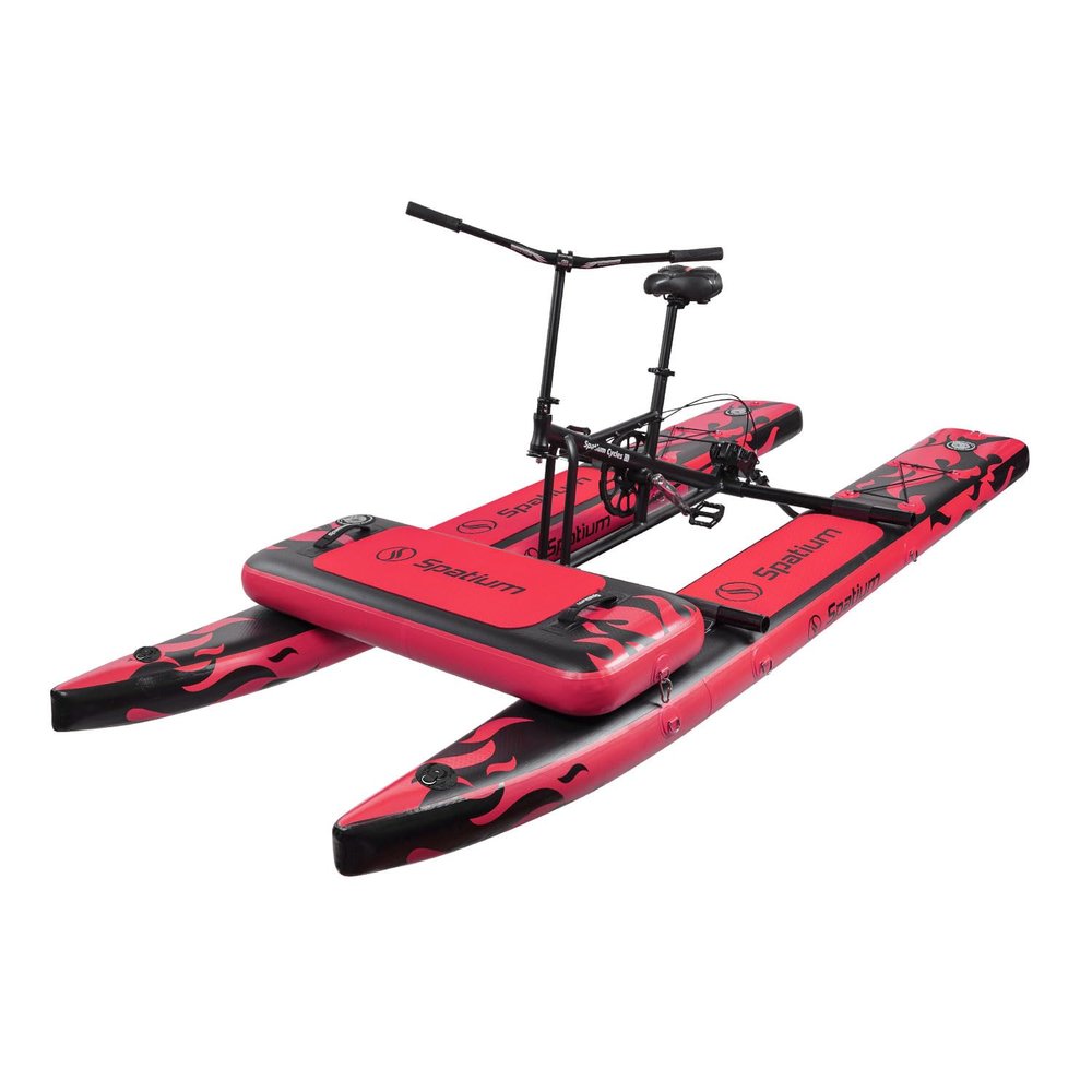 Spatium Sup Water Bike 2.0 Inflatable Pedal Boat Kayak Water Bicycles for Lake Fishing Pedal Boat More Stable and Easy to Drive on Water Red with Black