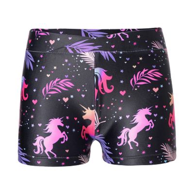 TiaoBug Kids Girls Dance Sports Shorts Activewear Ballet Gymnastics Booty Shorts Running Workout Yoga Shorts Pants Leaf Black A 10-12