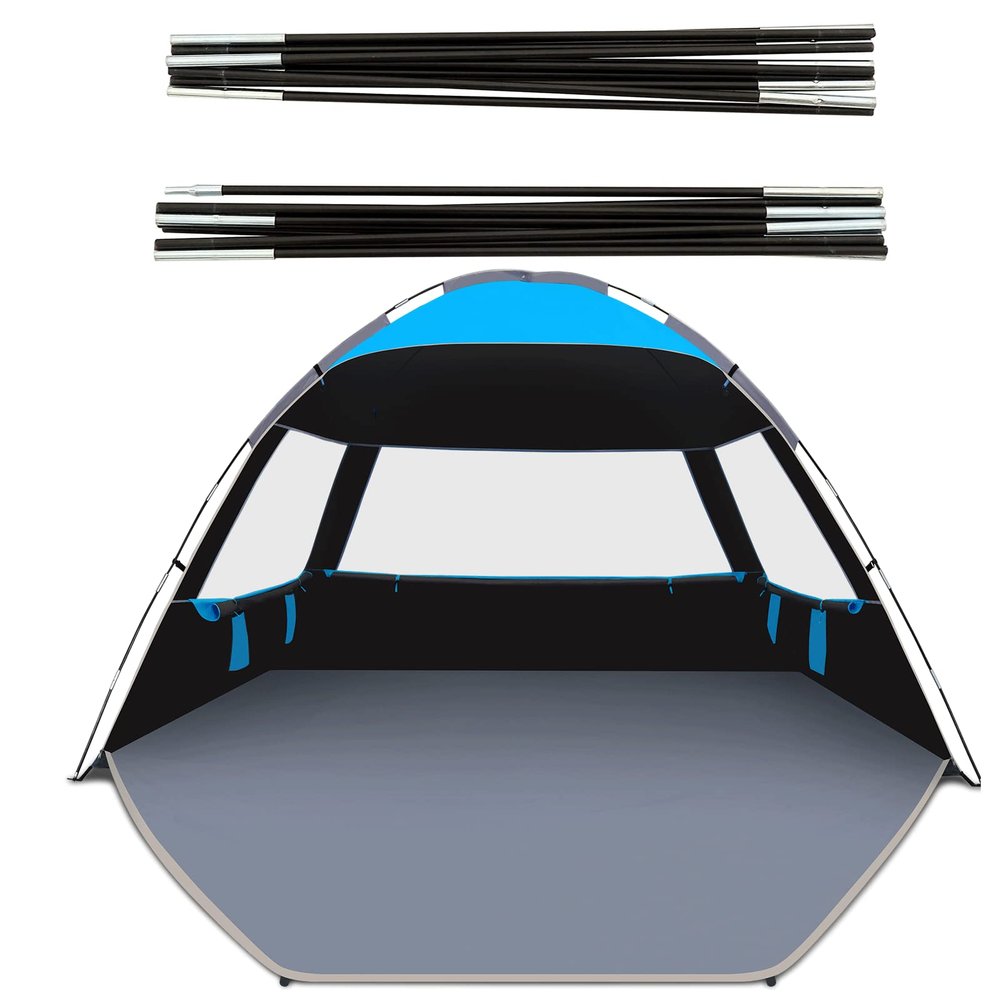 Gorich Beach Tent for 3 People + Beach Tent Poles for Replacement (8 People, Dark Shelter)