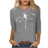 3/4 Sleeve T Shirts for Women Loose Fit Landscape Pattern Print Tops Three Quarter Sleeve Round Neck Blouses Pullover view 1