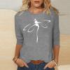 3/4 Sleeve T Shirts for Women Loose Fit Landscape Pattern Print Tops Three Quarter Sleeve Round Neck Blouses Pullover view 2
