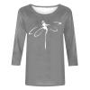 3/4 Sleeve T Shirts for Women Loose Fit Landscape Pattern Print Tops Three Quarter Sleeve Round Neck Blouses Pullover view 3