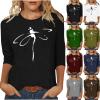 3/4 Sleeve T Shirts for Women Loose Fit Landscape Pattern Print Tops Three Quarter Sleeve Round Neck Blouses Pullover view 4