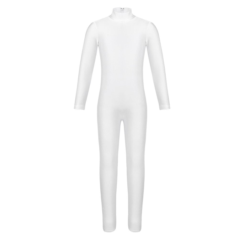 Yruioon Girls Mock Neck Long Sleeves Gymnastics Leotard Ballet Dance Tumbling Full Bodysuit Unitard Dancewear Ivory 9-10 Years