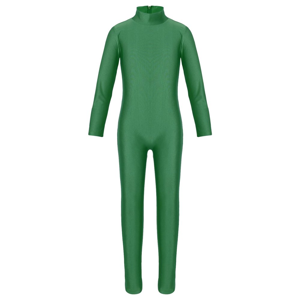 Yruioon Girls Mock Neck Long Sleeves Gymnastics Leotard Ballet Dance Tumbling Full Bodysuit Unitard Dancewear Green 13-14 Years