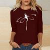 3/4 Sleeve T Shirts for Women Loose Fit Landscape Pattern Print Tops Three Quarter Sleeve Round Neck Blouses Pullover view 2