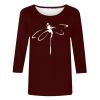 3/4 Sleeve T Shirts for Women Loose Fit Landscape Pattern Print Tops Three Quarter Sleeve Round Neck Blouses Pullover view 3