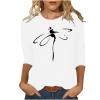 3/4 Sleeve T Shirts for Women Loose Fit Landscape Pattern Print Tops Three Quarter Sleeve Round Neck Blouses Pullover view 1
