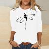 3/4 Sleeve T Shirts for Women Loose Fit Landscape Pattern Print Tops Three Quarter Sleeve Round Neck Blouses Pullover view 2
