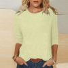 3/4 Length Sleeve Womens Tops Cute Summer Crewneck Shirts Casual Floral Print Trendy Blouses Comfy Loose T-Shirts view 2