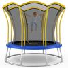 GYMAX Trampoline for Kids, 8/10FT ASTM Approved Recreational Trampoline with All-Round Enclosure & L-Shape Entrance, Flower Shape Indoor Outdoor Backyard Trampoline for Kids and Adults (Yellow, 8 FT) view 1