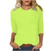 3/4 Length Sleeve Womens Tops Cute Summer Crewneck Shirts Casual Floral Print Trendy Blouses Comfy Loose T-Shirts view 1
