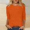 3/4 Length Sleeve Womens Tops Cute Summer Crewneck Shirts Casual Floral Print Trendy Blouses Comfy Loose T-Shirts view 2