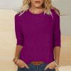 3/4 Length Sleeve Womens Tops Cute Summer Crewneck Shirts Casual Floral Print Trendy Blouses Comfy Loose T-Shirts view 2