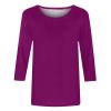 3/4 Length Sleeve Womens Tops Cute Summer Crewneck Shirts Casual Floral Print Trendy Blouses Comfy Loose T-Shirts view 3