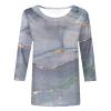 3/4 Length Sleeve Womens Tops Cute Summer Crewneck Shirts Casual Floral Print Trendy Blouses Comfy Loose T-Shirts view 3