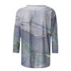 3/4 Length Sleeve Womens Tops Cute Summer Crewneck Shirts Casual Floral Print Trendy Blouses Comfy Loose T-Shirts view 4
