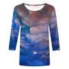 3/4 Length Sleeve Womens Tops Cute Summer Crewneck Shirts Casual Floral Print Trendy Blouses Comfy Loose T-Shirts view 3