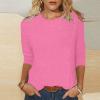 3/4 Length Sleeve Womens Tops Cute Summer Crewneck Shirts Casual Floral Print Trendy Blouses Comfy Loose T-Shirts view 2