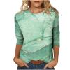 3/4 Length Sleeve Womens Tops Cute Summer Crewneck Shirts Casual Floral Print Trendy Blouses Comfy Loose T-Shirts view 1
