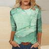 3/4 Length Sleeve Womens Tops Cute Summer Crewneck Shirts Casual Floral Print Trendy Blouses Comfy Loose T-Shirts view 2