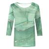 3/4 Length Sleeve Womens Tops Cute Summer Crewneck Shirts Casual Floral Print Trendy Blouses Comfy Loose T-Shirts view 3
