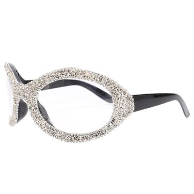 bullabulling Fashion Bling Oversized Sunglasses for Women Men Wrap Around Classic Oval Black Sun Glasses Ladies Shades (silver)