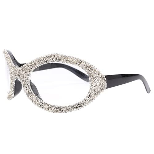 bullabulling Fashion Bling Oversized Sunglasses for Women Men Wrap Around Classic Oval Black Sun Glasses Ladies Shades (silver)