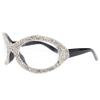 bullabulling Fashion Bling Oversized Sunglasses for Women Men Wrap Around Classic Oval Black Sun Glasses Ladies Shades (silver) view 1