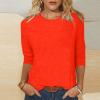 3/4 Length Sleeve Womens Tops Cute Summer Crewneck Shirts Casual Floral Print Trendy Blouses Comfy Loose T-Shirts view 2