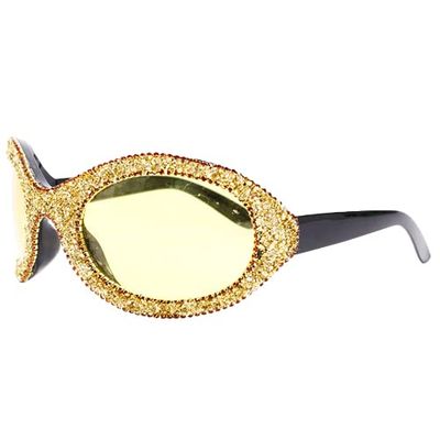 bullabulling Fashion Bling Oversized Sunglasses for Women Men Wrap Around Classic Oval Black Sun Glasses Ladies Shades (champagne/yellow lens)